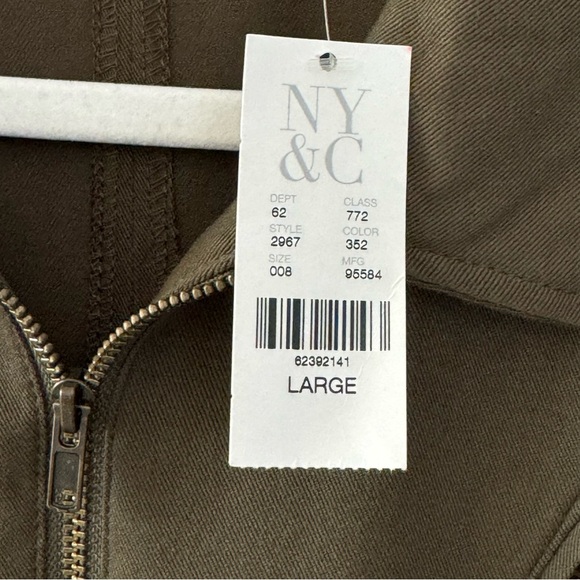 SOHO Jeans NY&Co Long Sleeve Short Dress, Drawstring, Half Zip, Green, Size L - Picture 3 of 8